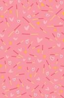 chocolate sticks and heart shapes on a pink background vector