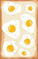 fried egg on white bread with pepper and spring onions on top vector