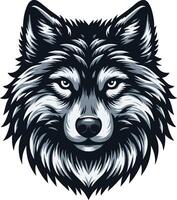 the head of a wolf is shown on a white background vector