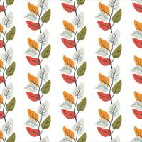 Seamless pattern autumn branch. Plant colorful vertical stripes. Scandinavian pattern.. Hand drown. Flat vector