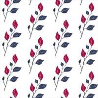 Seamless pattern. Simple Plant. Laconic branch on a white background. Ornament in Scandinavian style. Hand drown. Flat vector