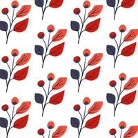 Seamless pattern. Simple Plant. Simple foliage on a white background. Ornament in Scandinavian style. Hand drown. Flat vector