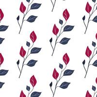 Botanical seamless pattern. Simple Plant. Silhouette of a branch, plant. White backdrop. Ornament Scandinavian style for wrapping paper, textiles. vector