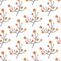 Seamless pattern autumn branch. Plant. Orange and yellow leaves on a white background. Ornament in Scandinavian style. Hand drown. vector