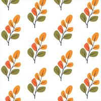 Seamless pattern. Simple Plant. Simple lush foliage on a white background. Ornament in Scandinavian style. Hand drown. Flat vector