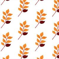 Seamless pattern. Simple Plant. Simple yellow foliage on a white background. Ornament in Scandinavian style. Hand drown. Flat vector