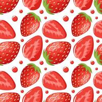 Strawberry, Sweet red fruits, cut in half, make a refreshing summer juice. food illustration in realistic style. Summer time. Seamless pattern for wallpaper, fabric, wrapping, background vector