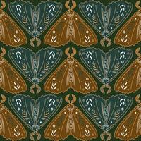 Moth, Elegant celestial seamless pattern with ferns. Boho magic background with butterflies. Halloween, witch, witchcraft, astrology, mysticism. For wallpaper, fabric, background. vector