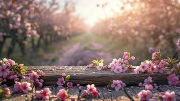 Beautiful blooming sakura flowers in the garden. Spring background photo