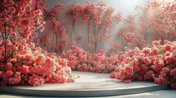 flowers and stage for product display photo