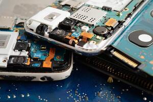 Repairing and upgrade circuit mainboard of notebook, electronic, computer hardware and technology. photo