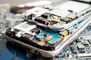 Repairing and upgrade circuit mainboard of notebook, electronic, computer hardware and technology. photo