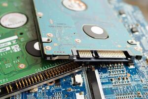 Repairing and upgrade circuit mainboard of notebook, electronic, computer hardware and technology. photo
