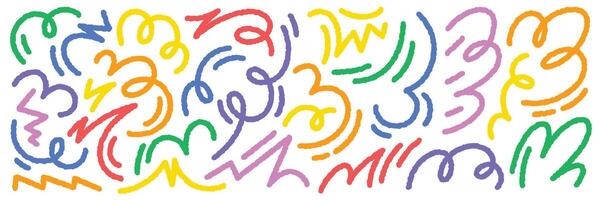 Abstract squiggle lines set. Creative color doodles. Trendy colorful shapes isolated on white background vector