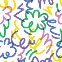 Abstract drawing doodle seamless pattern. Creative squiggle color lines. Trendy colorful background vector