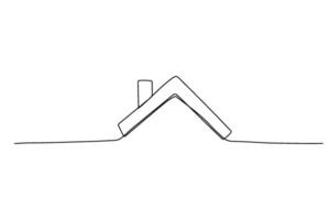 One line roof. Continuous simple drawing. Continuous linear sketch of real estate sign. Doodle illustration. vector