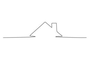 One line house roof. Continuous simple drawing. Continuous linear sketch of real estate sign. Doodle illustration. vector