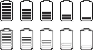 simple battery indicator icon set battery vector