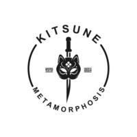 Japanese Kitsune Mask logo design .Perfect for entertainment, events, branding, and personal projects vector