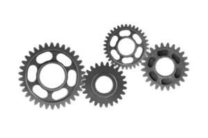 Metal gear isolated on white background for engine car and bike, teamwork business. photo