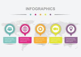 Infographic design with 5 colorful badge template vector