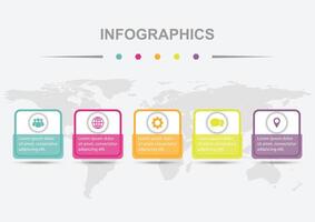 Infographic design with 5 rounded rectangles badge template vector