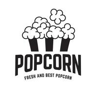 Popcorn logo, label, symbol or sign isolated on white background. illustration of snack for your design. vector