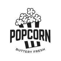 Popcorn logo, label, symbol or sign isolated on white background. illustration of snack for your design. vector