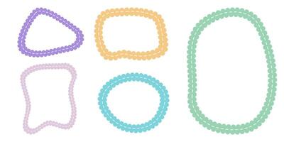 Hand drawn scalloped frames with dashed stitches. vector