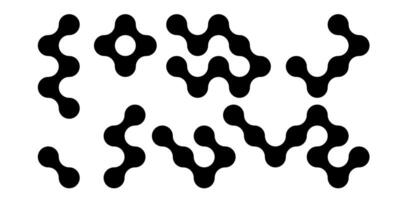 Meta balls collection. Connected morph dots. Liquid blobs fluid set. Rounded design elements for logo, icon, tag, emblem, poster. vector