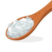Illustration of nata de coco in wooden spoon, isolated on white background. vector