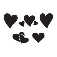 Heart icon set black and white vector