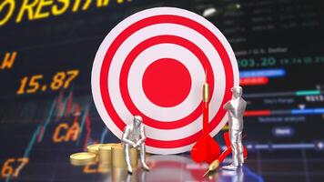 The Dartboard and coins for Business concept 3d rendering. photo
