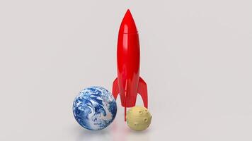 The rocket and moon for sci or Business concept 3d rendering. photo