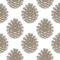Seamless pattern, drawn pine cones on a white background. Silhouettes of cones background. Design for textiles, wallpaper vector