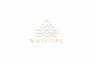 Luxury Logo Linear Of A Water Droplet With Three Waves Natural vector