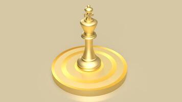 The gold king chess on bulleye target for Business concept 3d rendering. photo