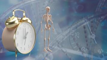 The skeleton and alarm clock for sci or medical concept 3d rendering. photo