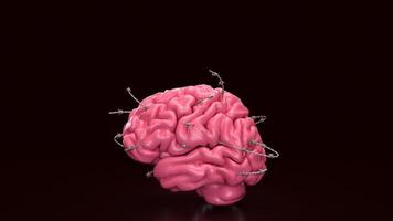 The Brain and barbed wire for sci or medical concept 3d rendering. photo