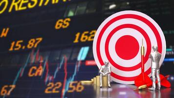 The Dartboard and coins for Business concept 3d rendering. photo
