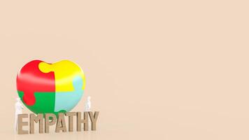 The puzzle heart multicolour for empathy and teamwork 3d rendering. photo