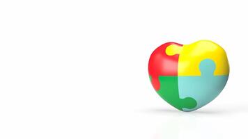The puzzle heart multicolour for empathy and teamwork 3d rendering. photo