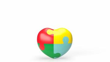 The puzzle heart multicolour for empathy and teamwork 3d rendering. photo