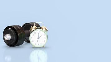The clock and dumbbell for health and sci concept 3d rendering photo