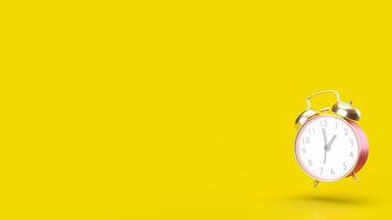 The red vintage clock on yellow background 3d rendering. photo