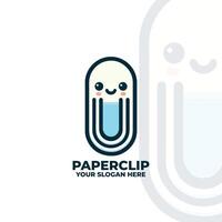 Simple flat design paperclip with a tiny smiling face vector