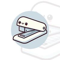 Simple flat design stapler with a cute vector