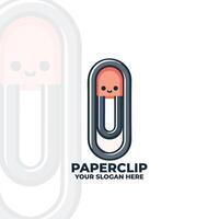 Simple flat design paperclip with a tiny smiling face vector