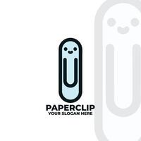 Simple flat design paperclip with a tiny smiling face vector