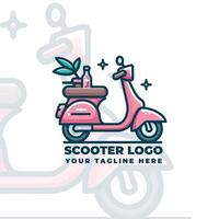 Cute Minimalist Scooter Logo Design vector